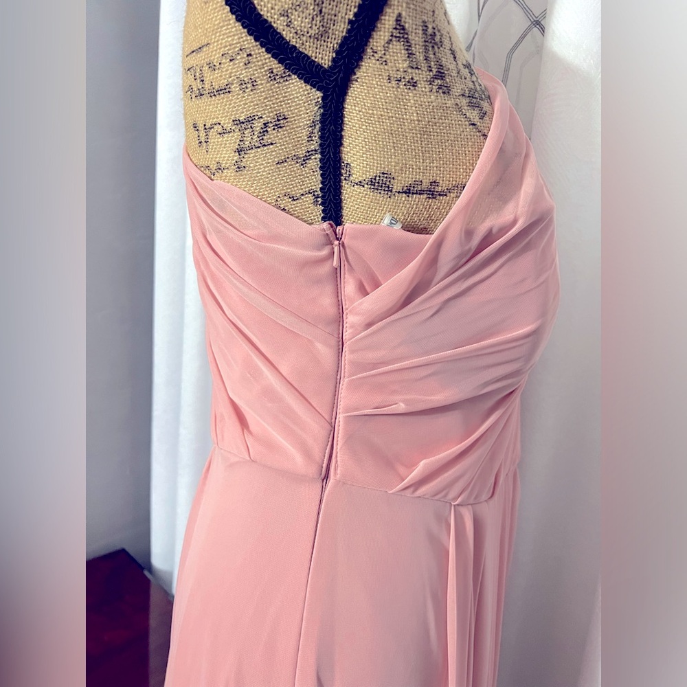 DAVID’S BRIDAL LONG CHIFFON ASYMMETRIC NECKLINE GREEK ROMAN TOGA DRESS SIZE 14 - Picture 6 of 12